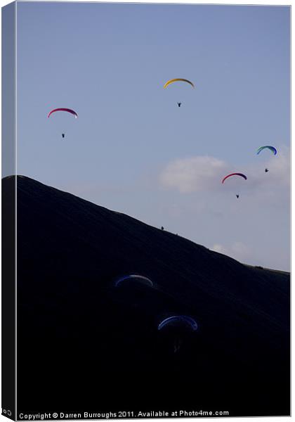 Mam Tor Paragliding Canvas Print by Darren Burroughs