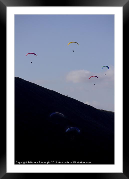 Mam Tor Paragliding Framed Mounted Print by Darren Burroughs