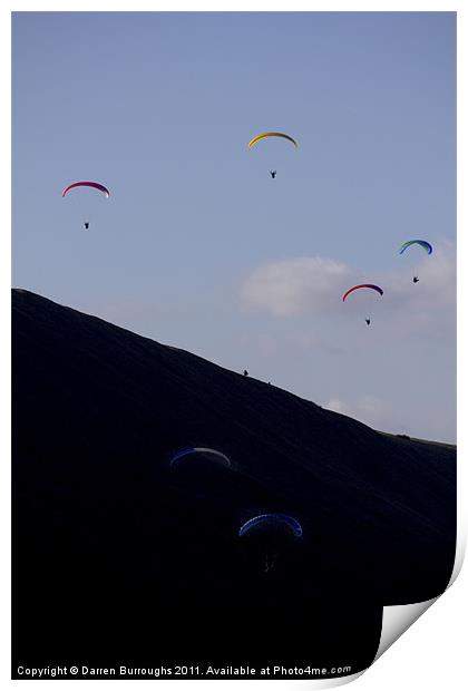 Mam Tor Paragliding Print by Darren Burroughs