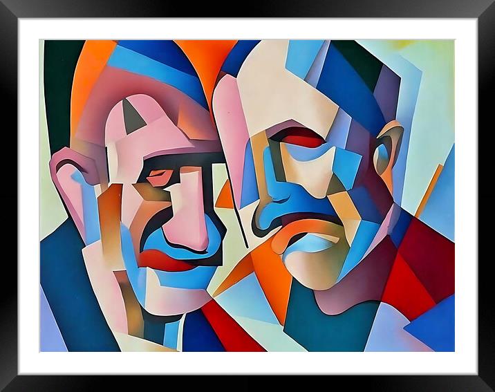 Two Elders in Cubist Harmony Framed Mounted Print by Luigi Petro