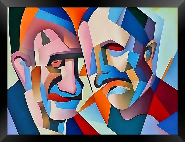 Two Elders in Cubist Harmony Framed Print by Luigi Petro