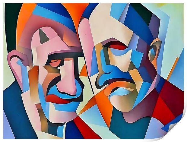 Two Elders in Cubist Harmony Print by Luigi Petro