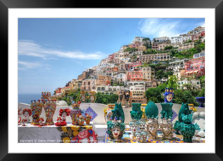 Positano Pots Framed Mounted Print by Diana Mower