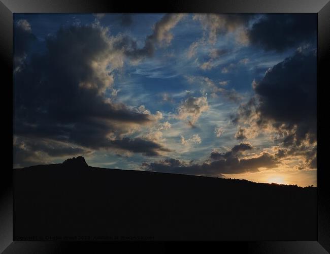 Haytor sunset clouds Framed Print by Charles Powell