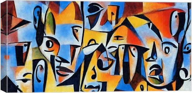 Cubist style portrait with face of  various people Canvas Print by Luigi Petro