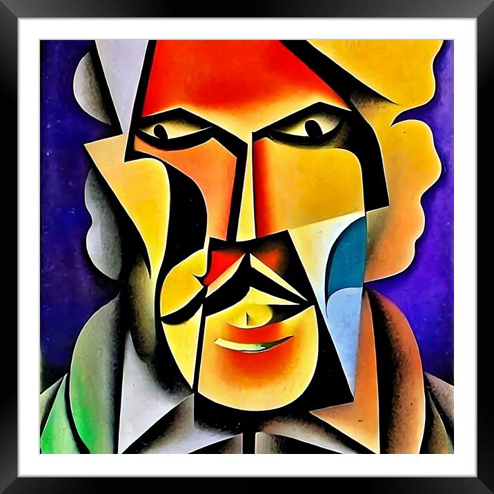 Cubist style portrait of a man  Framed Mounted Print by Luigi Petro