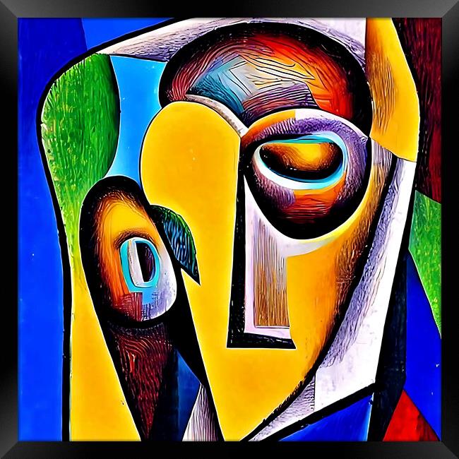 Cubist style portrait of a person face. Framed Print by Luigi Petro