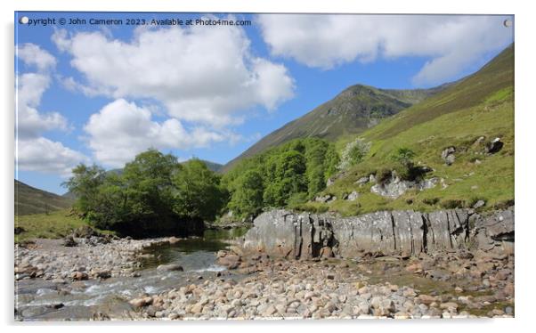 River Roy in Glen Roy in the Scottish Highlands. Acrylic by John Cameron