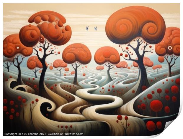 Flowing Autumn Landscape Print by nick coombs