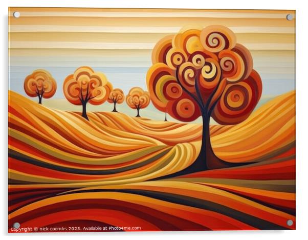 Rolling Hills in Autumn Acrylic by nick coombs