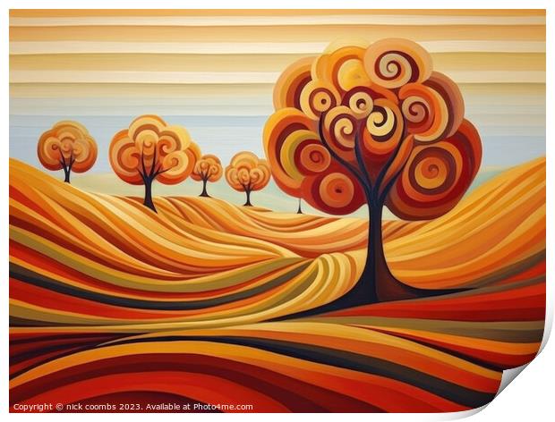 Rolling Hills in Autumn Print by nick coombs