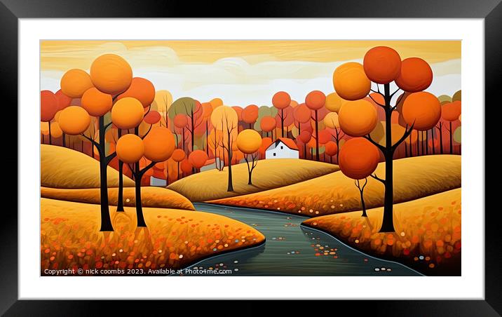 Serene Autumn Landscape Framed Mounted Print by nick coombs