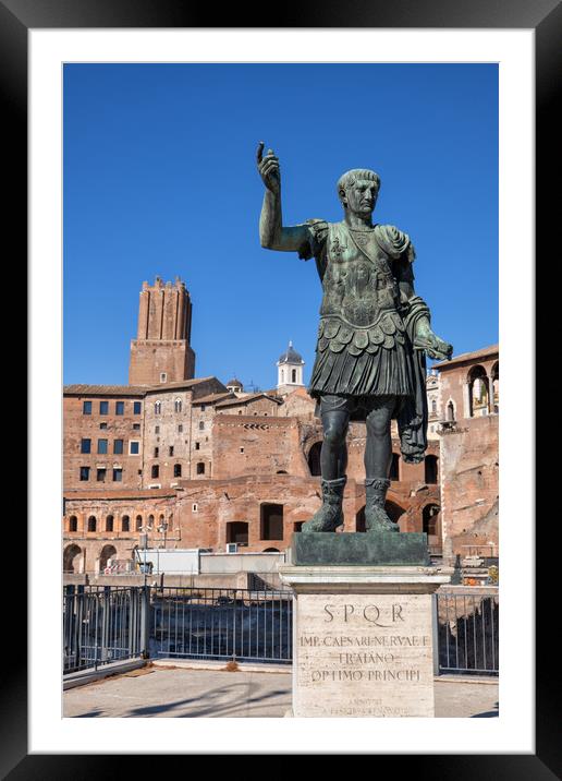 Emperor Trajan Statue In Rome Framed Mounted Print by Artur Bogacki