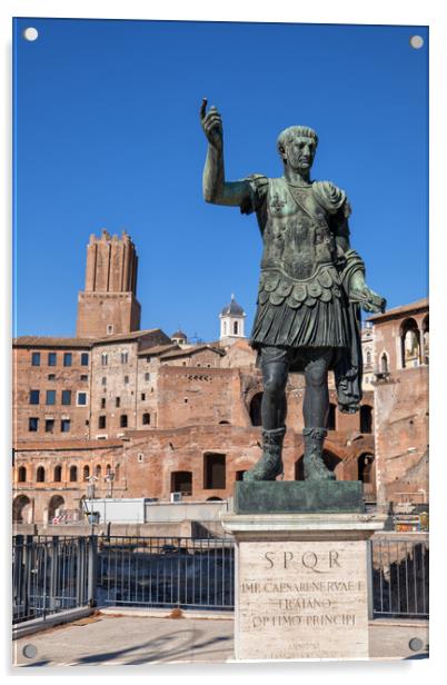 Emperor Trajan Statue In Rome Acrylic by Artur Bogacki