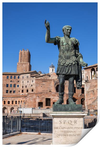 Emperor Trajan Statue In Rome Print by Artur Bogacki