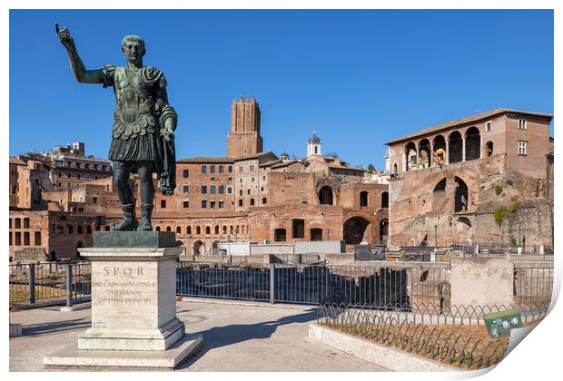 Emperor Trajan Statue And Forum In Rome Print by Artur Bogacki