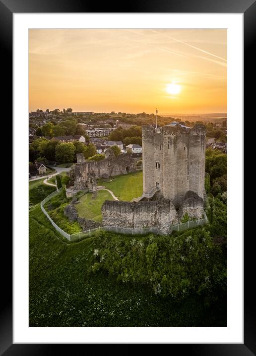 Conisbrough Castle Sunset Framed Mounted Print by Apollo Aerial Photography