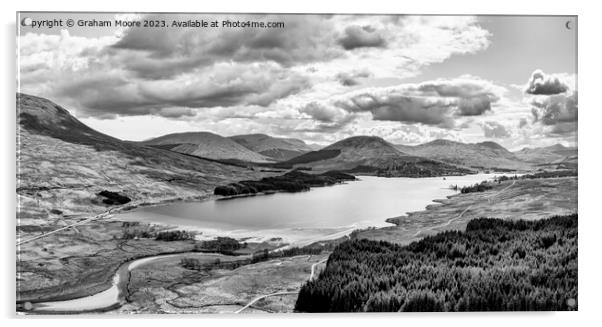Loch Tulla elevated pan monochrome Acrylic by Graham Moore