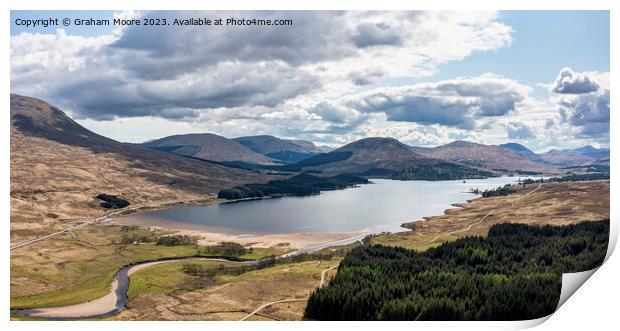 Loch Tulla elevated pan Print by Graham Moore