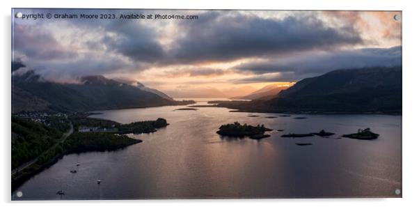 Loch Leven and Ballachulish sunset Acrylic by Graham Moore