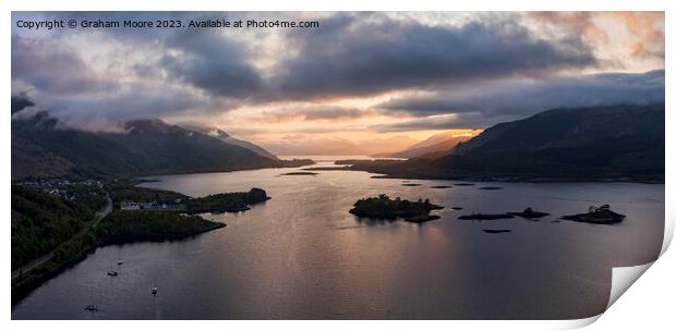 Loch Leven and Ballachulish sunset Print by Graham Moore