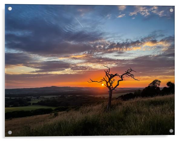 "Enchanting Sunset: A Serene Journey through Natur Acrylic by Mel RJ Smith