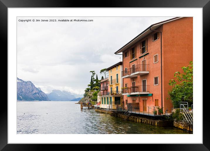 Colourful Houses of Malcesine on Lake Garda Framed Mounted Print by Jim Jones