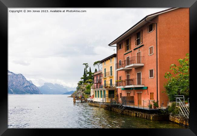 Colourful Houses of Malcesine on Lake Garda Framed Print by Jim Jones