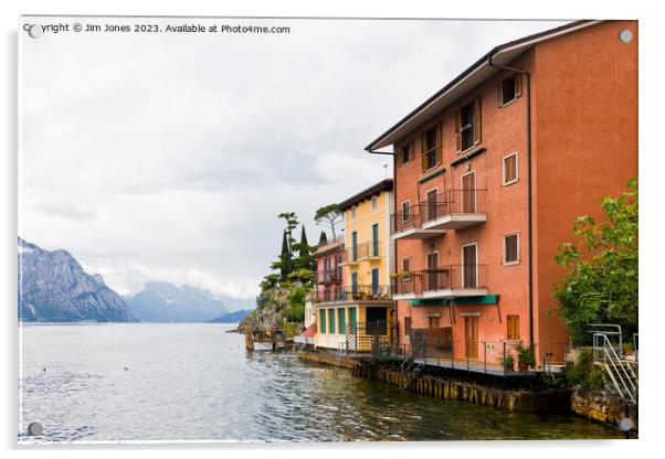 Colourful Houses of Malcesine on Lake Garda Acrylic by Jim Jones