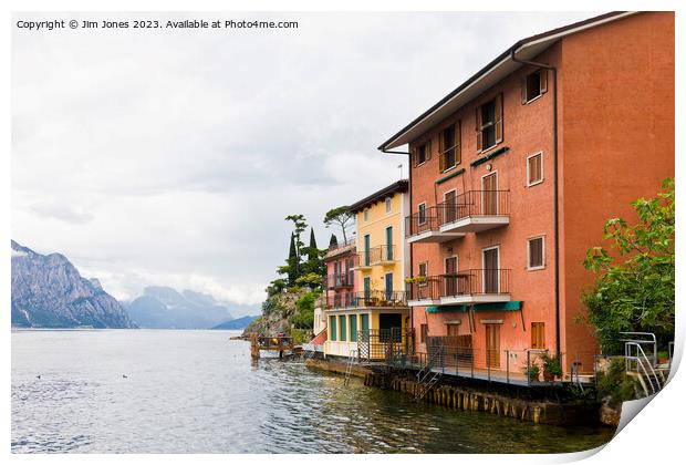 Colourful Houses of Malcesine on Lake Garda Print by Jim Jones