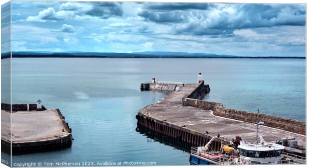  Burghead Harbour Entrance and Pier Canvas Print by Tom McPherson