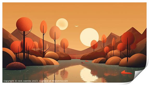 The Serene Beauty of a Mountain Landscape Print by nick coombs