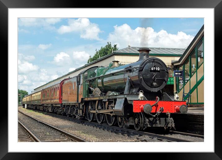 Preserved steam locomotive 6990 Witherslack Hall Framed Mounted Print by David Birchall