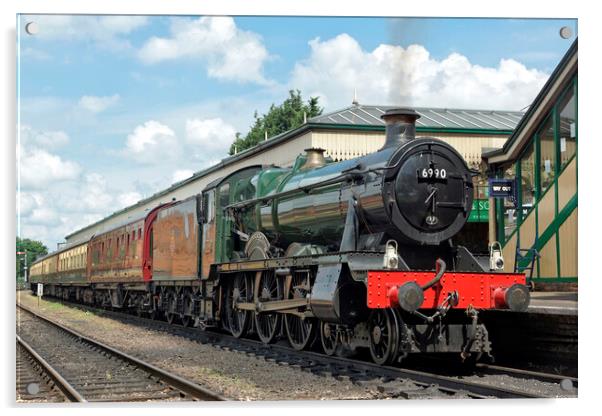 Preserved steam locomotive 6990 Witherslack Hall Acrylic by David Birchall