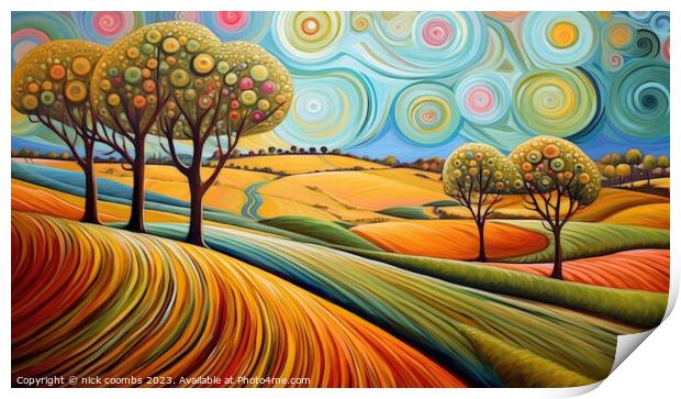 Rolling Golden Fields Print by nick coombs