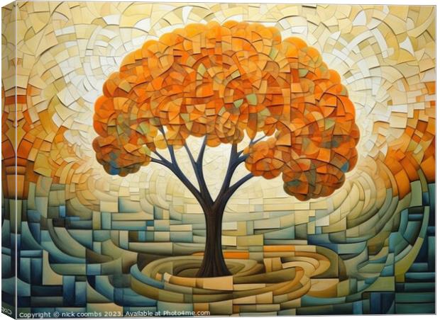 Autumn Mosaic Tree Canvas Print by nick coombs
