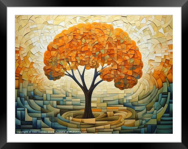 Autumn Mosaic Tree Framed Mounted Print by nick coombs