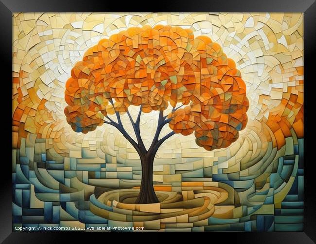 Autumn Mosaic Tree Framed Print by nick coombs