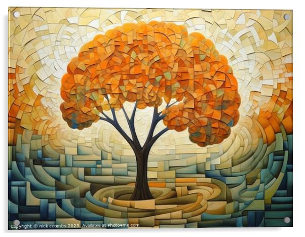 Autumn Mosaic Tree Acrylic by nick coombs