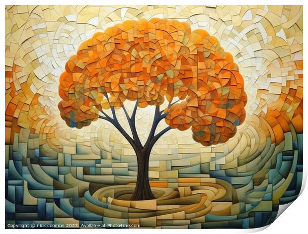Autumn Mosaic Tree Print by nick coombs