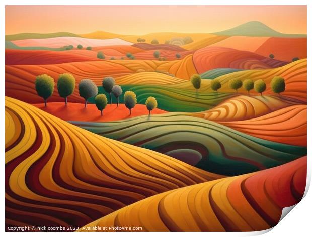 Futuristic Ploughed Fields Print by nick coombs