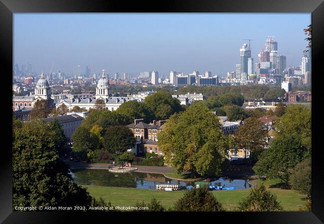 A View Of London From Greenwich Park  Framed Print by Aidan Moran