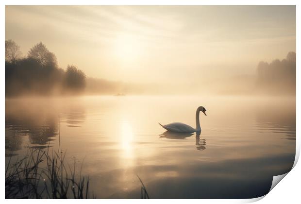 Serene Swan Print by Picture Wizard