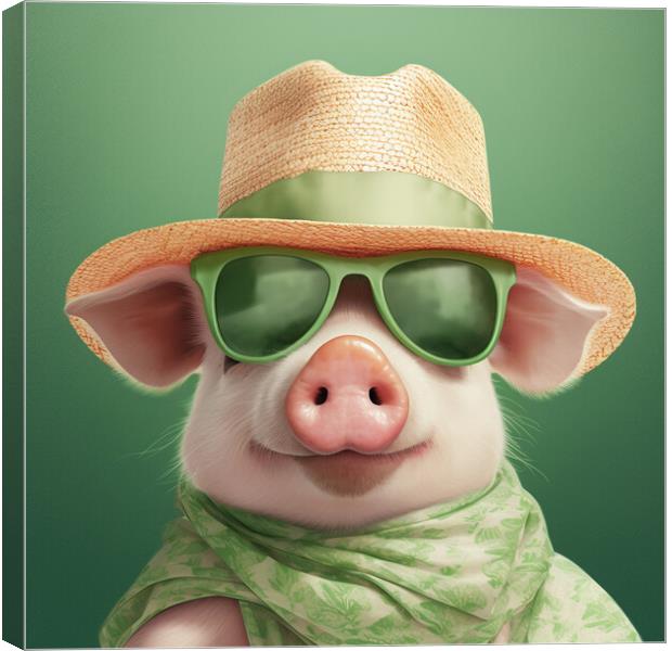 Summertime Piggy Canvas Print by Picture Wizard