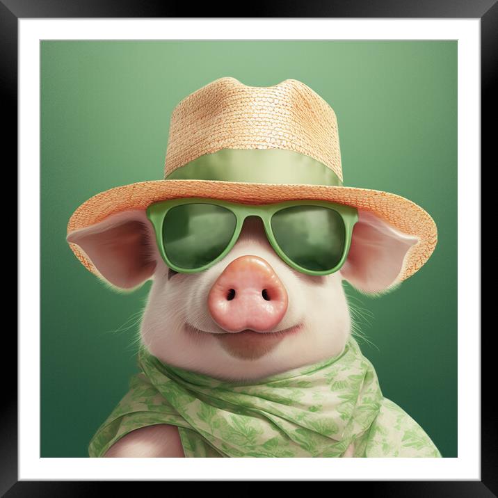 Summertime Piggy Framed Mounted Print by Picture Wizard