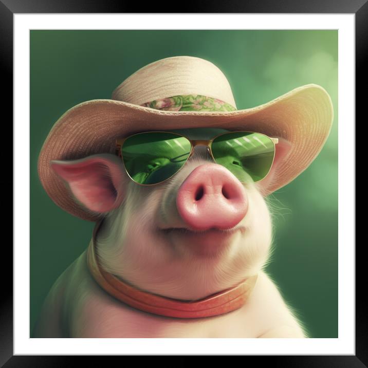Summertime Pig Framed Mounted Print by Picture Wizard