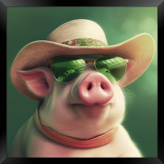 Summertime Pig Framed Print by Picture Wizard