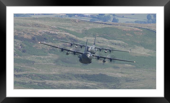 Two RAF Hercules entering the Mach Loop Framed Mounted Print by Rory Trappe