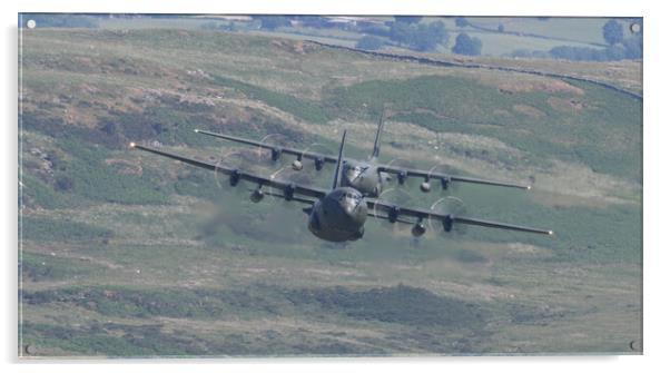 Two RAF Hercules entering the Mach Loop Acrylic by Rory Trappe