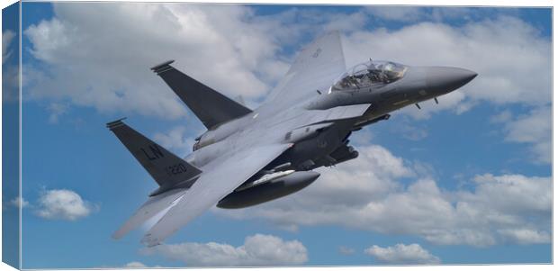 An North American F15 strike eagle in the clouds Canvas Print by Rory Trappe